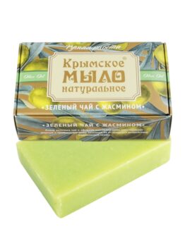 Крымское мыло натуральное на оливковом масле «Зеленый чай с жасмином»